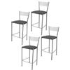 t m c s Tommychairs - Set 4 sgabelli alti modello Elegance per cucina e bar, struttura in acciaio verniciata colore alluminio e seduta imbottita e rivestita in pelle artificiale colore grigio scuro