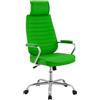 CLP Sedia ergonomica da Ufficio Rako, Regolabile in Altezza, Girevole, in Pelle Sintetica, Schienale con poggiatesta, braccioli Imbottiti, Colore:Verde