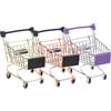 MAGICLULU 3pezzi Mini Carrello Supermercato Miniatura Per Scrivania Portaspugne Makeup E Decorazioni Per Giocattolo Elegante Oro Rosa Oro Imitazione