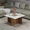 HOMIDEA SILVA Tavolino Basso da Salotto - Tavolino da Divano e da Caffè Moderno in Design alla Moda (Bianco/Rovere)