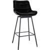 CLP Sgabello da bar Weston con schienale, girevole 180° e ritorno automatico. Seduta imbottita, struttura stabile in metallo Colore nero Materiale Velluto