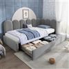 Wyibwy Divano letto 90x190cm con rete a doghe, letto per bambini e adulti, letto singolo contenitore con 2 cassetti, chaise longue in velluto, Grigio (senza materasso)