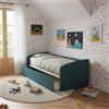 MOBILFINO CAMERETTE Divano Letto Singolo con Secondo Letto Estraibile - Design Funzionale - Verde Petrolio