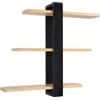 HUOLE Mensola da parete industriale in acciaio per tubi in legno, mensola sospesa, libreria a 3 livelli, per cucina, soggiorno, camera da letto, 58 x 50 x 16 cm, nero (2 pezzi)
