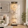 MIOOSUT Vetrina in Vetro con LED, Armadio da Collezione Moderno, Vetrinetta Espositiva LED, Vetrina Soggiorno con 4 Ripiani in Vetro con 1porta e Serratura, per Soggiorno,Ufficio, Oggetti da Collezione,Nero
