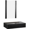 MB Muebles Bonitos, Mobile Ingresso Sospeso con Specchio Amira, Mobile da Entrata con Cassetto e Design a Scanalature, in Melaminico e PVC, Colore Nero, Ideale per Ingressi e Corridoi