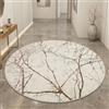 CARPETIA Tappeto moderno dal Design di Rami astratto | easy care | crema marrone, 200 cm Rotondo