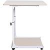 wanwanper Tavolino con ruote, scrivania per computer portatile, scrivania regolabile in altezza, scrivania per computer portatile, scrivania per ufficio, camera da letto (acero bianco)