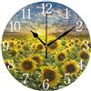 Mnsruu Campo di Fiori Girasoli Orologio da Parete Rotondo, Pittura A Olio Non Ticchettante Silenziosa per La Camera da Letto Soggiorno Scuola Ufficio Home Decor