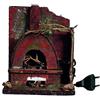 Aurora Store Forno in Mattoni con Luce Rossa tremolante Effetto Fuoco Roccia Rossa Presepe Napoletano Artigianale - 14 x 10 x h.17cm