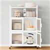 Sightlife Carrello da cucina su ruote, armadietto in metallo, armadietto da cucina, armadietto a buffet, armadietto multiuso in acciaio, 80 x 40 x 125 cm
