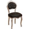 Biscottini Sedia antica 90x45x42 cm - Sedie luigi XVI in argento - Sedia imbottita stile francese - Poltroncina camera da letto tessuto nero
