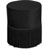BIANCHERIAWEB Pouf Salotto/Camera con Frangette Imbottito Modello Velvet Malibù Tinta Unita Pouf Nero
