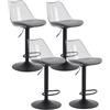 SEPNINE Sgabelli Cucina Set di 4, Sgabelli da Bar Moderni Design, Sgabello Alto con Schienale Trasparente, Sgabello Cucina Regolabile in Altezza per Sala da Pranzo, Bar Nero/Grigio