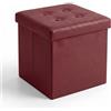 INTRECCI Pouf Contenitore, Puffo per Sedersi, Pouf Poggiapiedi, in Ecopelle, Quadrato, 38x38x38 cm, Imbottito, Versatile, Facile da Pulire. Colore: Bordeaux