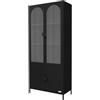 ML DESIGN modern living ML-Design Vetrina in Metallo Nero 80 x 185 x 40 cm, Credenza Industriale con 4 Ante e 4 Ripiani, Armadio Portaoggetti con Piedini Regolabili in Altezza, Design Moderno per Soggiorno e Sala da Pranzo