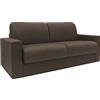 Totò Piccinni Divano Letto Ribaltone Matrimoniale Imbottito con Braccioli, Materasso 14cm, L194cm x P93cm x H87cm (Tessuto Marrone)