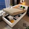 Autheria Letto Singolo con Contenitore 90x200cm con luce di lettura e USB Type C,divano letto con spazio idraulico, Letto imbottito con Testiera, Letto con rete a doghe, Struttura Letto Singolo Beige