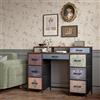 MIOOSUT Tavolo da toeletta in legno con 8 cassetti, scrivania con cassetto e deposito in stile industriale, tavolo da trucco vintage senza specchio, mobile multiuso per camera da letto o ufficio (legno, 121 x