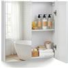 LIFEZEAL Mobiletto Bagno Salvaspazio con Specchio HD, Specchio Bagno Contenitore da Parete a 2 Ripiani e 2 Ante, Armadietto per Soggiorno, Ingresso e Camera da Letto, 62 x 11 x 65 cm (Bianco)