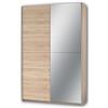 Stella Trading FAST, Armadio guardaroba elegante, con anta a specchio, molto capiente, versatile con ante scorrevoli, effetto rovere Sonoma, 125 x 195 x 38 cm, L x A x P
