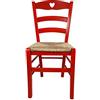 Sedam Srl Sedia Cuore, in Legno Massello, Vari Colori e Sedute disponibili, Alta Qualità (Rossa, Paglia) ORDINE MINIMO 2 SEDIE
