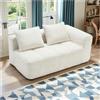 Wyibwy Divano moderno componibile, divano a L, divano a 2 posti con chaise longue e braccioli, 2 cuscini, tasca laterale per telecomando, divani in ciniglia, Beige