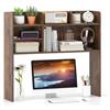 COSTWAY Libreria da Scrivania, Scaffale da Scrivania con 6 Ripiani in Legno, Scomparto Aperto per Monitor 32, Espositore per Dormitori Uffici Studio, 94 x 24 x 85 cm (Marrone)