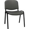 SEDIAOFFICE - Sedie Ufficio Senza Ruote, Sedia Scrivania Ergonomica, per Studio, Sala D'Attesa, Sala Riunioni e Conferenze, Comoda Sedia Ufficio in Ecopelle (Base, Grigio Pelle)