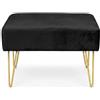 INTRECCI Pouf Panca Nera Poggiapiedi Imbottita Effetto Velluto, Poggiapiedi Panchina Arredo per Camera Salotto, Puff Rettangolare in Velluto per Seduta Gambe Dorate in Ferro 60x40x40 cm