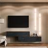 Planetmöbel, parete attrezzata per TV e soggiorno, 2X 140 cm, Oro Rovere/Nero Charcoal, moderna, armadio TV con 2 ante per ripostiglio, sospeso o a terra