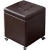 Generic Pouf Contenitore Panca Imbottita Con Ruote Per Ingresso Poggiapiedi In Pelle Per Divano Pouf Mobile Con Rotelle Seduta Cubo(Brown,31.5 x 15.7 x 18.1)