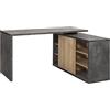 COMPOSAD | Scrivania della Linea CORE con 1 Anta Scorrevole e 6 vani, Scrivania Angolare, Scrivania con Libreria Angolo, (LxAxP) 150x74x120 cm, Colore Rovere e Grigio Tadao, Made in Italy