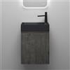 Mai & Mai Mobile Bagno Sospeso Rovere scuro, Lavabo Antracite opaco | 46x26x63cm, Set Mobiletto per Bagno con Lavabo da Minerale fuso in Antracite opaco, Seria Pisa02