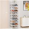 MUAHRCE Scarpiera alta a 10 ripiani per armadio, ingresso, regolabile, robusta e durevole, organizer per scarpe stretto (45,7 x 25,7 x 182,3 cm, bianco)