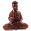 Artisanal Statuetta Buddha seduta in legno intagliato 20 cm - Decorazione Zen