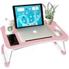 unycos - Vassoio per la Colazione e da Letto【60x40x26 cm】Tavolo Pieghevole con Leggio, Supporto Multifunzionale per Computer Portatile, Tablet, Lavorare, Leggere (Rosa nessun Cassetto)
