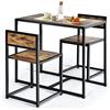 LIFEZEAL Set di da Pranzo, 1 Tavolo Rettangolare e 2 Sedie da Pranzo | Set Salvaspazio con Schienale Ergonomico e Telaio in Metallo per Sala da Pranzo, Cucina e Ristorante, Marrone