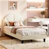 BSMGSGN Letto Bambini 90x200 cm - Letto con Testiera Regolabile in Altezza e Rete a Listelli, Lettino Imbottito per Adolescenti, Senza Materasso (Beige-B, 90x200 cm)