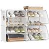 WOLTU Scarpiera con 4 scomparti, salvaspazio, con gancio, portascarpe in plastica, per corridoio, camera da letto, ingresso, per 16 paia di scarpe, fino alla taglia 44, colore: bianco