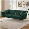 Dalred Moderno divano letto a 2 posti, rivestimento in velluto, schienale con 3 livelli di regolazione e piedini in metallo dorato, elegante divano con funzione di sonno, salvaspazio, ideale per