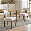 Chummaven Set di 2 Sedie Sala da Pranzo in Legno Lino, Sedie Cucina Imbottite Mid Century Modern con Schienale Curvo, Sedie da Pranzo Retrò Senza Braccioli per Soggiorno Ristorante, Beige