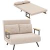 HOMCOM 4 in 1 Divano Letto 2 Posti, con Schienale Regolabile in 5 Posizioni, Divano Letto Matrimoniale Pieghevole con 2 Cuscini, Seduta Imbottita, in Velluto per Casa e Ufficio, 102x73x81 cm, Beige