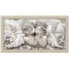 Lupia - Quadro Moderno con Cornice GIOVY Bianca Oro, Angels in Flowers, Stampa su Pannello in Legno con Glitter, Adatto per Soggiorno, Camera da Letto, Cucina, Ufficio, 60x110 cm, Tema Angeli