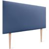 DHOME Testiera in ecopelle o tessuto, liscia e tappezzata per letto di lusso (90 cm con gambe per letti 70/80/90, similpelle blu)