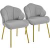 Yaheetech Set 2 Sedie da Salotto Moderna Design a Conchiglia Sedia Imbottita da Soggiorno Poltrona in Velluto Camera da Letto Sedie con Schienale Gambe in Metallo Portata 136 KG Grigio chiaro/2 Pezzi