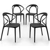 Mobili Fiver, Sedie Olivia, Set da 4, Nero, Polipropilene, Sedie Moderne per Cucina, Giardino, Soggiorno