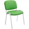 CLP Sedia Ospite Ken C Imbottita I Sedia Attesa In Similpelle E Metallo Cromato I Sedia Impilabile Carico Max 120 KG, Colore:verde
