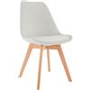 CLP Sedia da pranzo Linares Plastic I Tessuto I Velluto I Corda I Aspetto pelle I Poltrona con struttura in legno, Colore:grigio chiaro, Materiale:Velluto