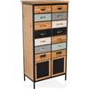 hjh LIVING Cassettiera a due ante CONTINENTO HIGH Mobile contenitore con finti cassetti per look armadio da farmacia, 60 x 37 x 123 cm